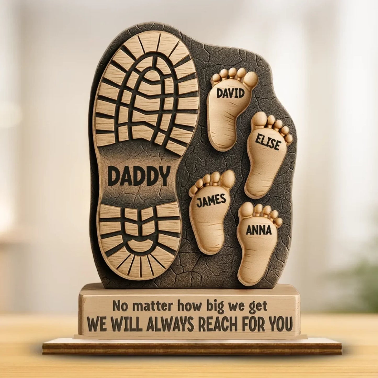 Personalized Wooden Plaque With Flat Stand - Gift For Dad, Grandpa
