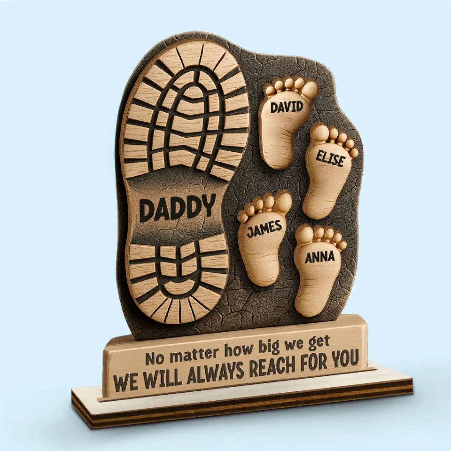 Personalized Wooden Plaque With Flat Stand - Gift For Dad, Grandpa