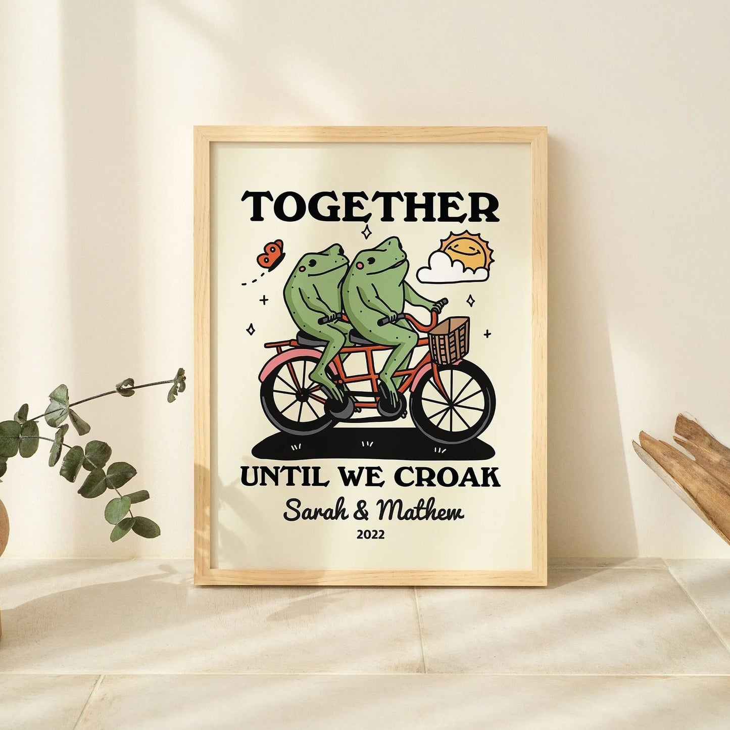 Personalized Frog Illustration Print Frame
