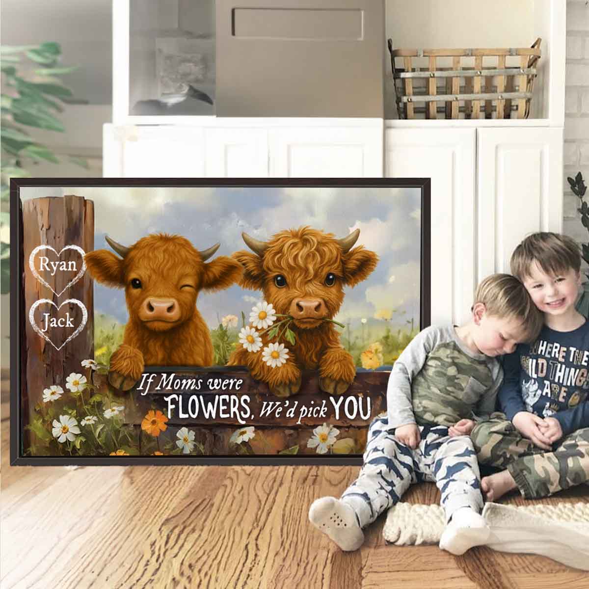 Custom Canvas - We'd Pick You Highland Cow