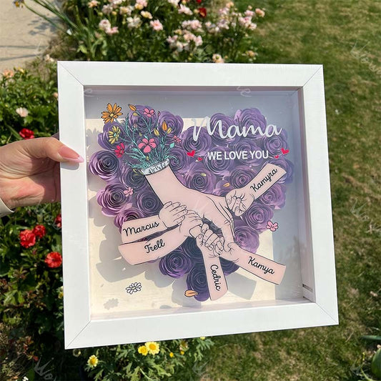 Custom Flower Shadow Box - We Love You Mommy Hand Holding Pro