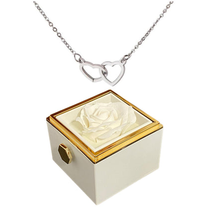 Eternal Rose Box - w/ Engraved Heart Necklace