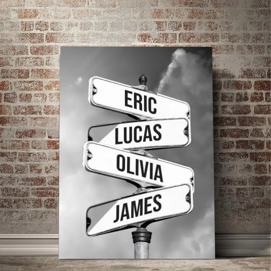 Personalized Canvas - Vintage street sign for families