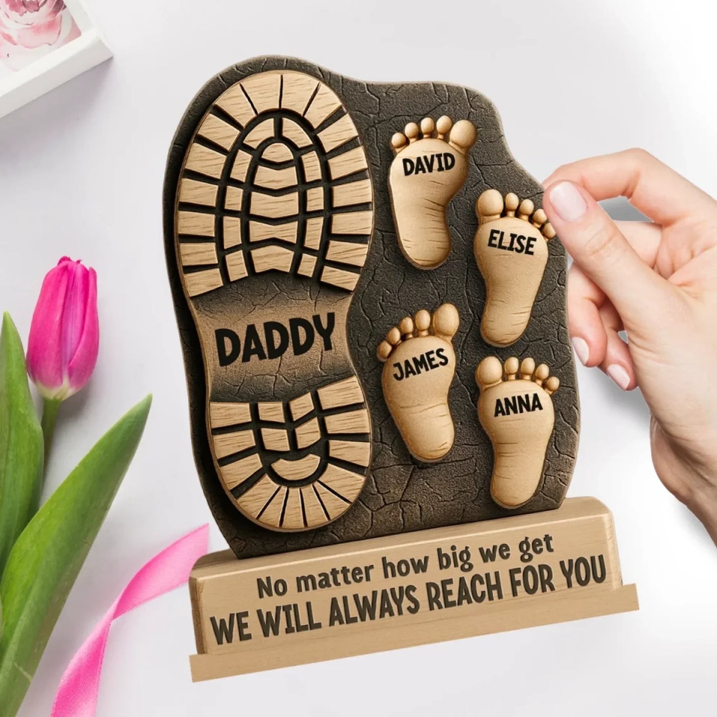 Personalized Wooden Plaque With Flat Stand - Gift For Dad, Grandpa