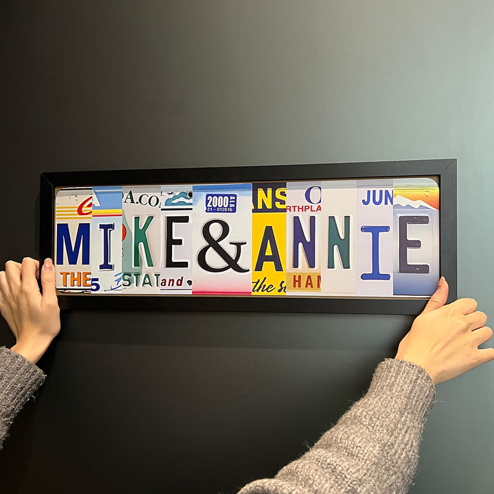 Personalized Handmade License Plate Metal Sign For Couples