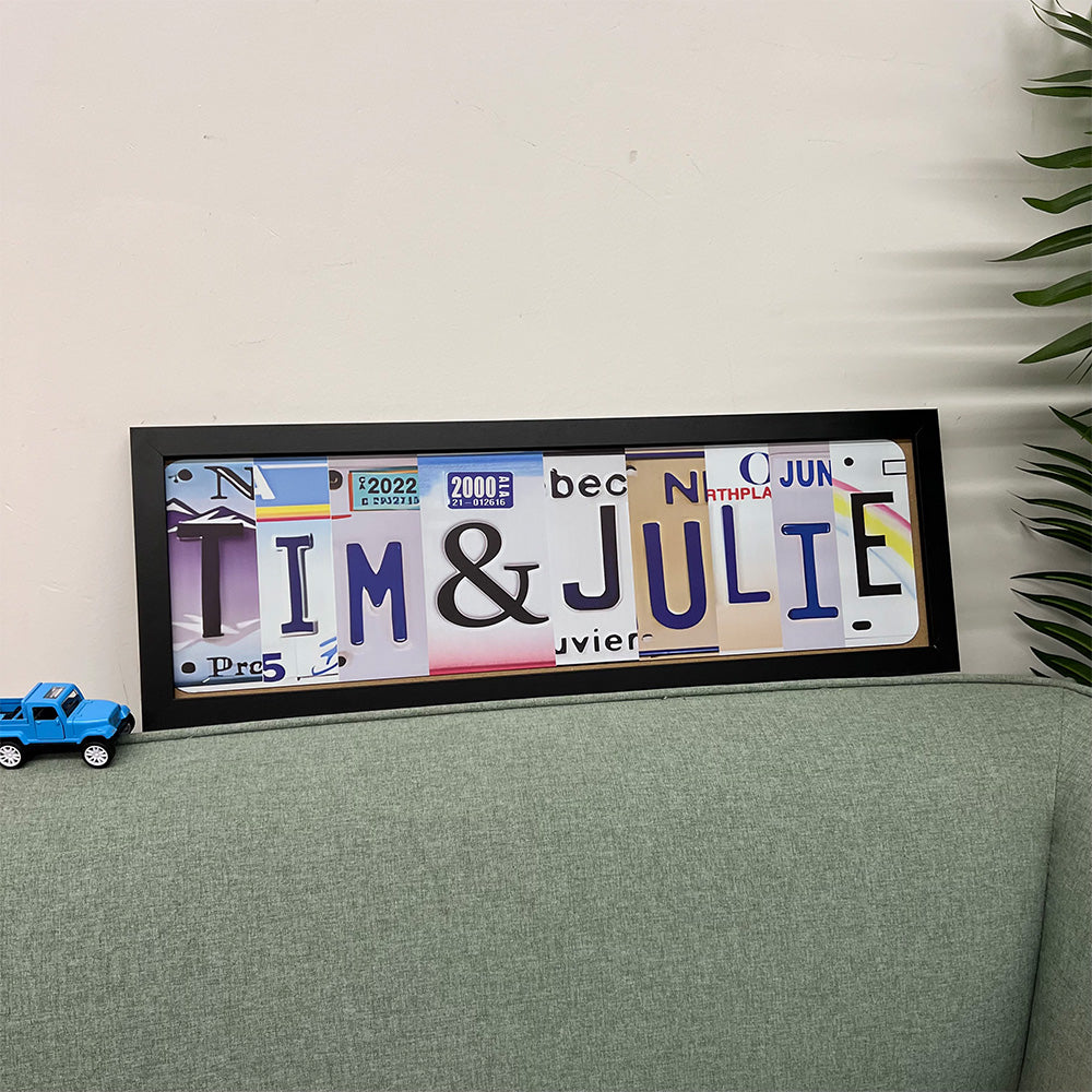 Personalized Handmade License Plate Metal Sign For Couples