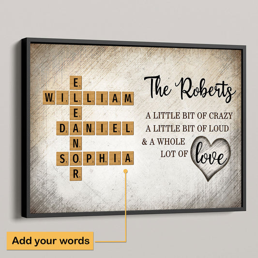 Personalized Canvas Crossword - "Family Whole Lot Of Love"