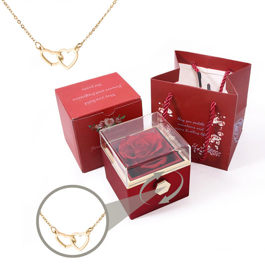 Eternal Rose Box - w/ Engraved Heart Necklace