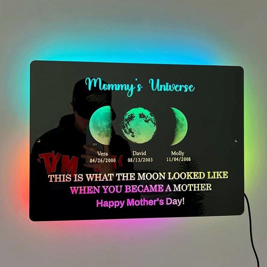 Custom Mom's Universe Moon Led Mirror Light Frame