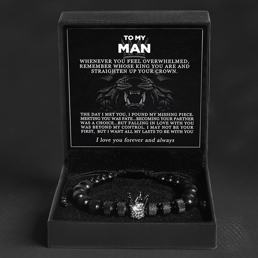 "To My Man - Straighten Your Crown" Bracelet Gift Set